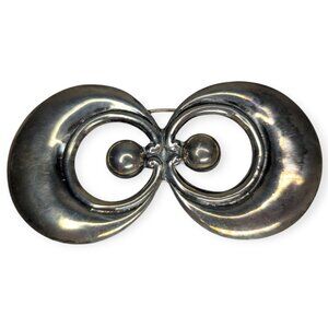 Early Los Castillo #478 Taxco Mexican Double Orb Sterling Silver Pin/Brooch